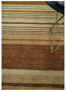 Modern Chic 6x8 Beige, Rust and Brown Stripes Hand Tufted Wool Area Rug