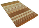 Modern Chic 6x8 Beige, Rust and Brown Stripes Hand Tufted Wool Area Rug