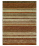 Modern Chic 6x8 Beige, Rust and Brown Stripes Hand Tufted Wool Area Rug