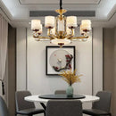 Modern chinese gold copper jade chandelier for living room