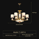 Modern chinese gold copper jade chandelier for living room