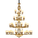 Modern chinese gold copper jade chandelier for living room