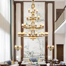 Modern chinese gold copper jade chandelier for living room