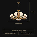 Modern chinese gold copper jade chandelier for living room