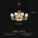 Modern chinese gold copper jade chandelier for living room