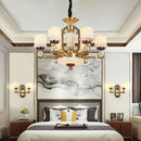 Modern chinese gold copper jade chandelier for living room