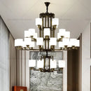Modern chinese style chandelier bronze & white living room pendant light