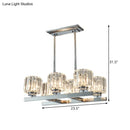 DecorBites™ Modern Chrome Crystal Island Light with 6 Cylinder Heads - Perfect for Dining Tables