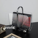 Modern chrome and acrylic desktop bookshelf organizer for home office