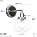 Modern chrome and amber glass ball wall light bedroom sconce