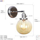 Modern chrome and amber glass ball wall light bedroom sconce