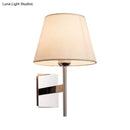 Modern chrome and beige fabric cone wall light bedroom sconce