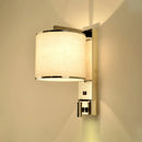 Modern chrome and beige fabric led wall sconce living room light