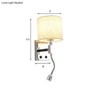 Modern chrome and beige fabric led wall sconce living room light