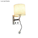 Modern chrome and beige fabric led wall sconce living room light