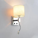 Modern chrome and beige fabric led wall sconce living room light
