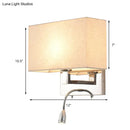 Modern chrome and beige fabric shade wall light bedroom sconce