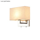 Modern chrome and beige fabric shade wall light bedroom sconce