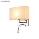 Modern chrome and beige fabric shade wall light bedroom sconce