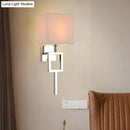 Modern chrome and beige square sconce light bedroom wall lamp