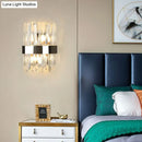 Modern chrome and clear crystal wall lamp bedroom sconce