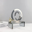 Modern chrome and golden man geometric crystal rings living room decor
