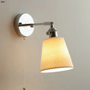 Modern chrome and perforated fabric wall light fixture bedroom lamp