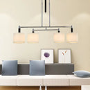 Modern chrome and white fabric pendant light kit dining room e12