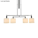 Modern chrome and white fabric pendant light kit dining room e12