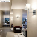 Modern chrome and white glass flared wall sconce living room light