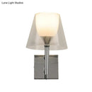 Modern chrome and white glass flared wall sconce living room light