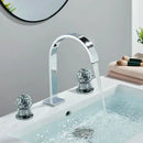Modern chrome arched dual handle basin faucet bathroom mixer tap