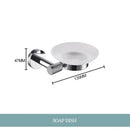 Modern chrome bathroom essentials set with soap dish and brush