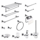 Modern chrome bathroom essentials set with soap dish and brush