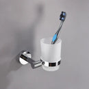 Modern chrome bathroom essentials set with soap dish and brush