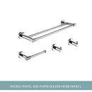 Modern chrome bathroom essentials set with soap dish and brush