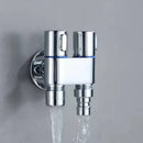 Modern chrome bidet faucet set with blue accents for bathroom