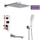 Modern chrome big rainfall shower faucet with digital display bathroom
