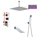 Modern chrome big rainfall shower faucet with digital display bathroom