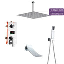 Modern chrome big rainfall shower faucet with digital display bathroom