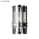 Modern chrome & black crystal wall sconce bedroom direct wired light