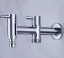 Modern chrome brass double handle garden faucet for outdoor and laundry