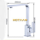 Modern chrome brass square swivel kitchen faucet mixer high arc spout