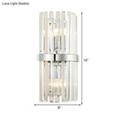 Modern chrome clear crystal cylinder wall sconce bedroom light