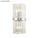 Modern chrome clear crystal cylinder wall sconce bedroom light