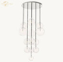 Modern chrome clear glass globe cluster chandelier living room light