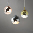 Modern chrome & copper glass ball led pendant light dining room