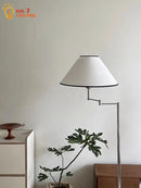 Modern chrome cream rocker arm floor lamp for living room