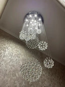 Modern chrome crystal ball design chandelier staircase light