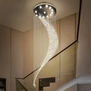 Modern chrome crystal ball spiral chandelier dining room led light